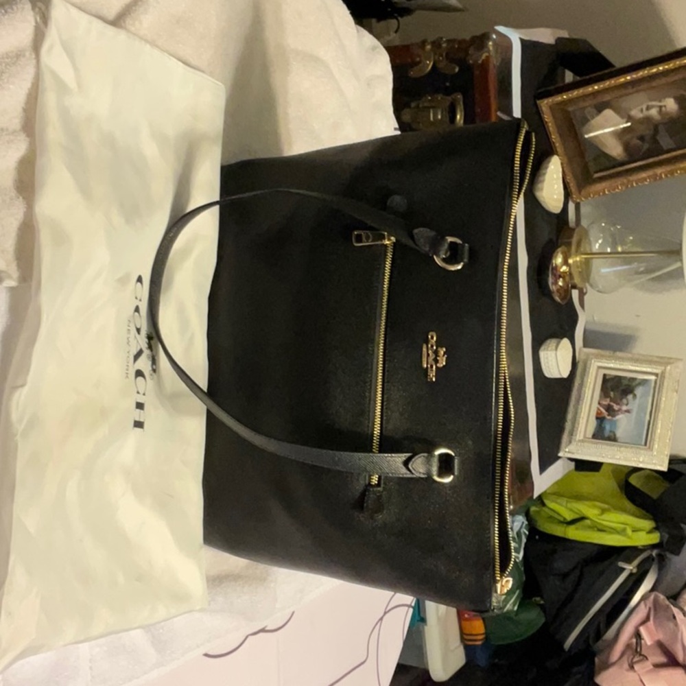 Coach Black Leather Tote Bag